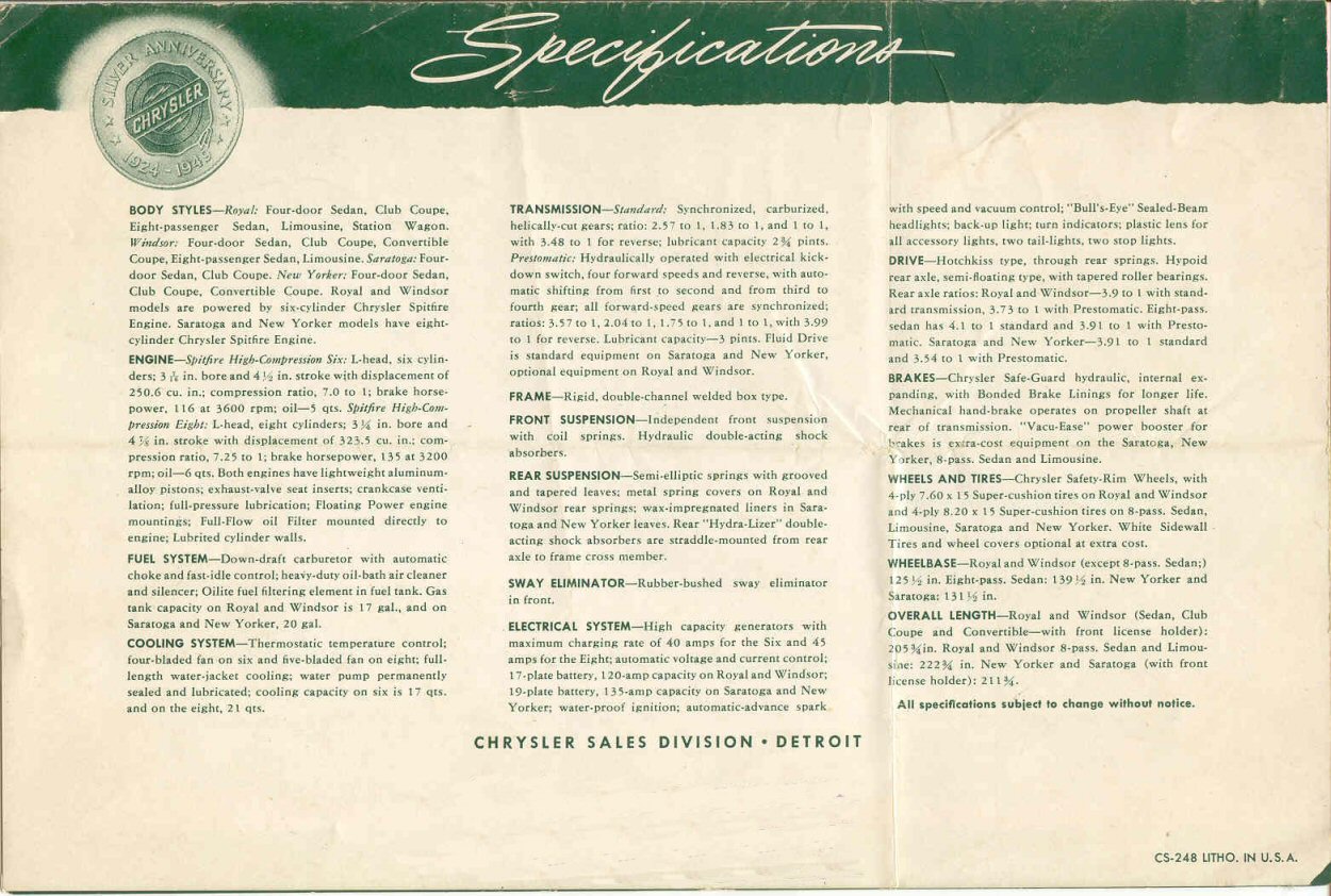 1949 Chrysler Brochure Page 8